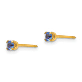 14k Gold September Birthstone Blue Crystal Stud Earrings for Women